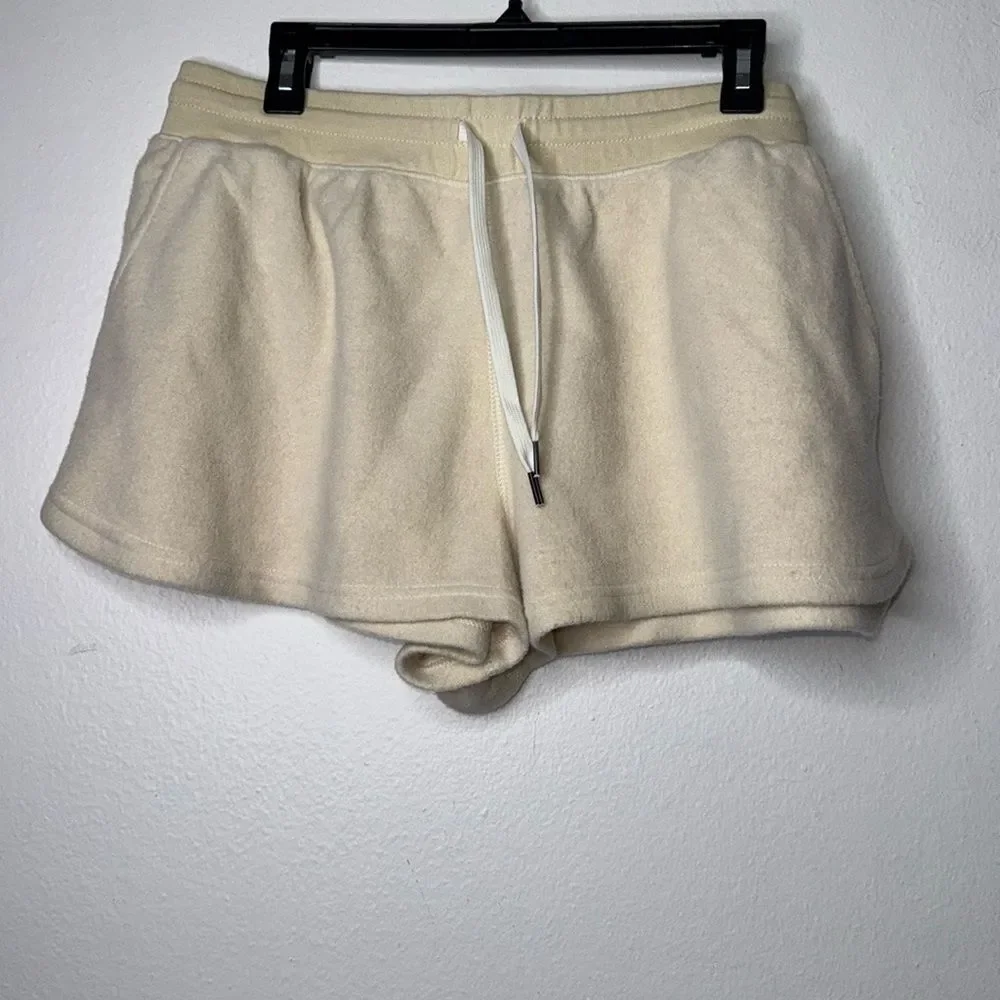 Feat BlanketBlend Beige Neutral Oatmeal Fleece Drawstring Lounge Shorts XL